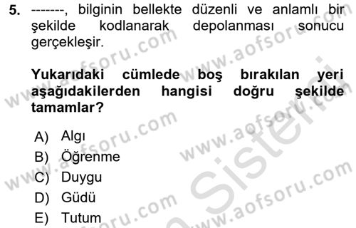 Bireyler Arası İletişim Dersi Ara Sınavı Deneme Sınav Soruları 5. Soru