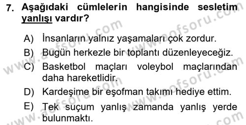 Bireyler Arası İletişim Dersi 2019 - 2020 Yılı (Vize) Ara Sınav Soruları 7. Soru