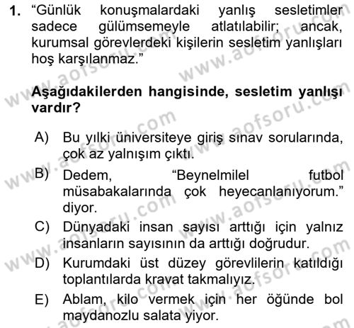 Bireyler Arası İletişim Dersi 2019 - 2020 Yılı (Final) Dönem Sonu Sınav Soruları 1. Soru