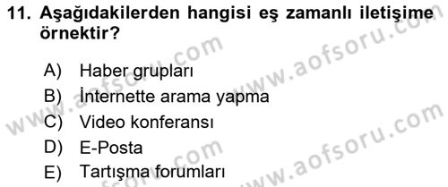Bireyler Arası İletişim Dersi 2019 - 2020 Yılı (Final) Dönem Sonu Sınav Soruları 11. Soru