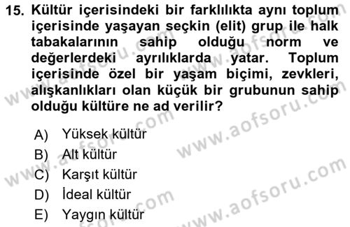 Bireyler Arası İletişim Dersi 2019 - 2020 Yılı (Final) Dönem Sonu Sınav Soruları 15. Soru