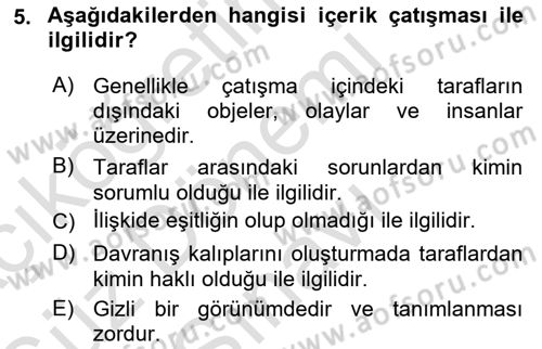 Bireyler Arası İletişim Dersi 2019 - 2020 Yılı (Final) Dönem Sonu Sınav Soruları 5. Soru