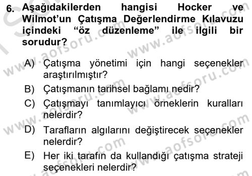 Bireyler Arası İletişim Dersi 2019 - 2020 Yılı (Final) Dönem Sonu Sınav Soruları 6. Soru