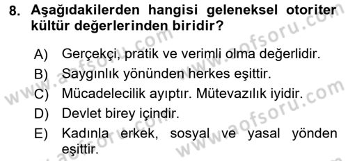 Bireyler Arası İletişim Dersi 2019 - 2020 Yılı (Final) Dönem Sonu Sınav Soruları 8. Soru