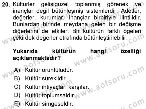 Bireyler Arası İletişim Dersi 2020 - 2021 Yılı Yaz Okulu Sınav Soruları 20. Soru