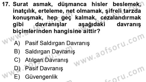 Bireyler Arası İletişim Dersi Ara Sınavı Deneme Sınav Soruları 17. Soru