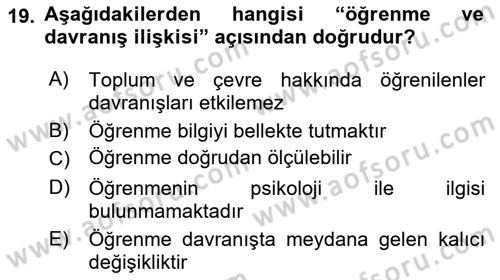 Bireyler Arası İletişim Dersi Ara Sınavı Deneme Sınav Soruları 19. Soru