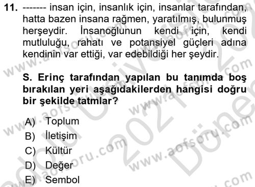 Bireyler Arası İletişim Dersi 2021 - 2022 Yılı (Final) Dönem Sonu Sınav Soruları 11. Soru