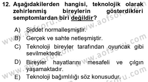 Bireyler Arası İletişim Dersi 2021 - 2022 Yılı (Final) Dönem Sonu Sınav Soruları 12. Soru