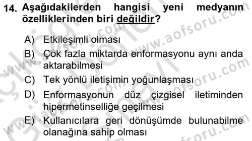 Bireyler Arası İletişim Dersi 2021 - 2022 Yılı (Final) Dönem Sonu Sınav Soruları 14. Soru