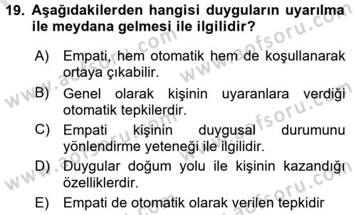 Bireyler Arası İletişim Dersi 2021 - 2022 Yılı (Final) Dönem Sonu Sınav Soruları 19. Soru