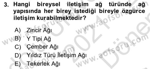 Bireyler Arası İletişim Dersi 2021 - 2022 Yılı (Final) Dönem Sonu Sınav Soruları 3. Soru