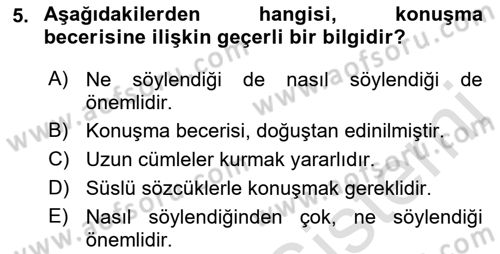 Bireyler Arası İletişim Dersi 2021 - 2022 Yılı (Final) Dönem Sonu Sınav Soruları 5. Soru