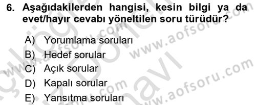 Bireyler Arası İletişim Dersi 2021 - 2022 Yılı (Final) Dönem Sonu Sınav Soruları 6. Soru