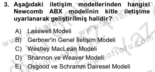 Bireyler Arası İletişim Dersi 2021 - 2022 Yılı Yaz Okulu Sınav Soruları 3. Soru
