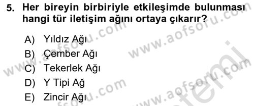 Bireyler Arası İletişim Dersi 2021 - 2022 Yılı Yaz Okulu Sınav Soruları 5. Soru