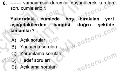 Bireyler Arası İletişim Dersi 2021 - 2022 Yılı Yaz Okulu Sınav Soruları 6. Soru