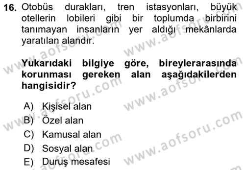 Bireyler Arası İletişim Dersi Ara Sınavı Deneme Sınav Soruları 16. Soru