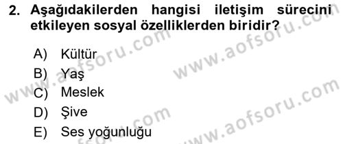 Bireyler Arası İletişim Dersi 2022 - 2023 Yılı (Vize) Ara Sınav Soruları 2. Soru