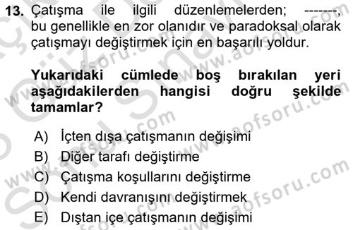 Bireyler Arası İletişim Dersi 2022 - 2023 Yılı (Final) Dönem Sonu Sınav Soruları 13. Soru