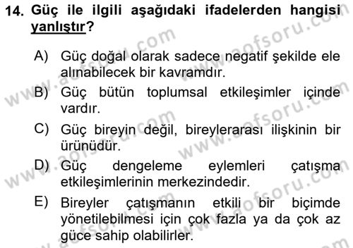 Bireyler Arası İletişim Dersi 2022 - 2023 Yılı (Final) Dönem Sonu Sınav Soruları 14. Soru