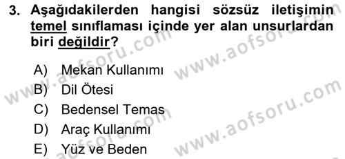 Bireyler Arası İletişim Dersi 2022 - 2023 Yılı (Final) Dönem Sonu Sınav Soruları 3. Soru