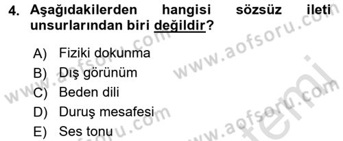 Bireyler Arası İletişim Dersi 2022 - 2023 Yılı (Final) Dönem Sonu Sınav Soruları 4. Soru