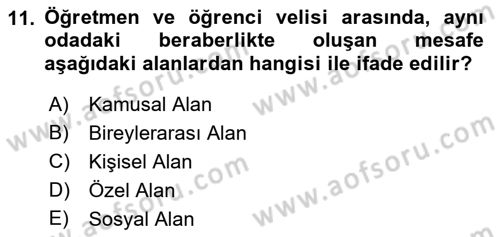 Bireyler Arası İletişim Dersi 2022 - 2023 Yılı Yaz Okulu Sınav Soruları 11. Soru