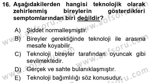 Bireyler Arası İletişim Dersi 2022 - 2023 Yılı Yaz Okulu Sınav Soruları 16. Soru