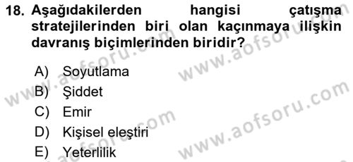 Bireyler Arası İletişim Dersi 2022 - 2023 Yılı Yaz Okulu Sınav Soruları 18. Soru