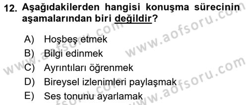 Bireyler Arası İletişim Dersi Ara Sınavı Deneme Sınav Soruları 12. Soru