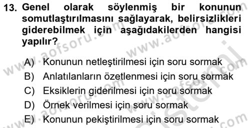 Bireyler Arası İletişim Dersi Ara Sınavı Deneme Sınav Soruları 13. Soru