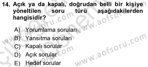 Bireyler Arası İletişim Dersi 2023 - 2024 Yılı (Vize) Ara Sınav Soruları 14. Soru