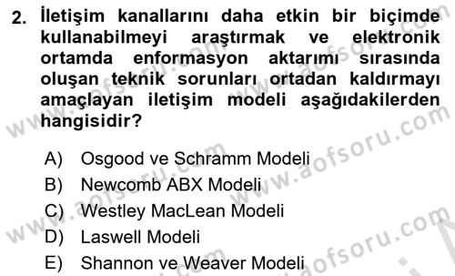 Bireyler Arası İletişim Dersi 2023 - 2024 Yılı (Vize) Ara Sınav Soruları 2. Soru
