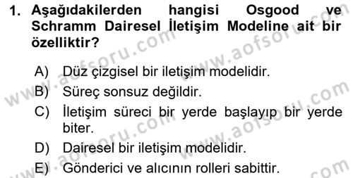 Bireyler Arası İletişim Dersi 2023 - 2024 Yılı (Final) Dönem Sonu Sınav Soruları 1. Soru