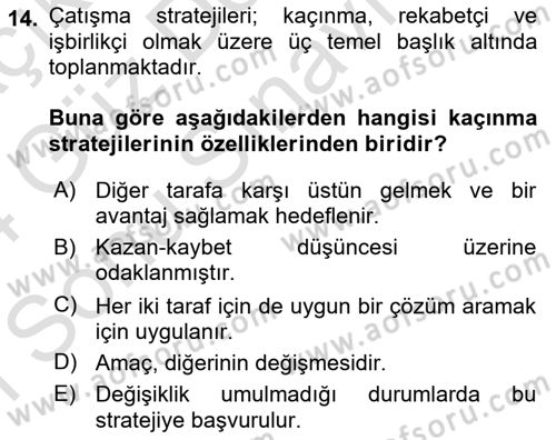 Bireyler Arası İletişim Dersi 2023 - 2024 Yılı (Final) Dönem Sonu Sınav Soruları 14. Soru