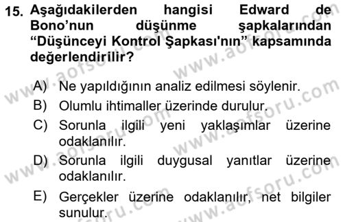 Bireyler Arası İletişim Dersi 2023 - 2024 Yılı (Final) Dönem Sonu Sınav Soruları 15. Soru