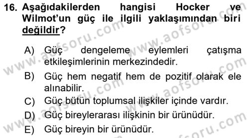 Bireyler Arası İletişim Dersi 2023 - 2024 Yılı (Final) Dönem Sonu Sınav Soruları 16. Soru