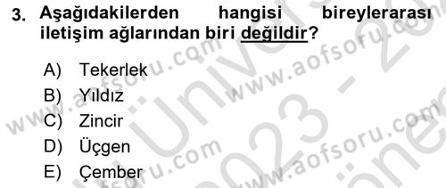 Bireyler Arası İletişim Dersi 2023 - 2024 Yılı (Final) Dönem Sonu Sınav Soruları 3. Soru