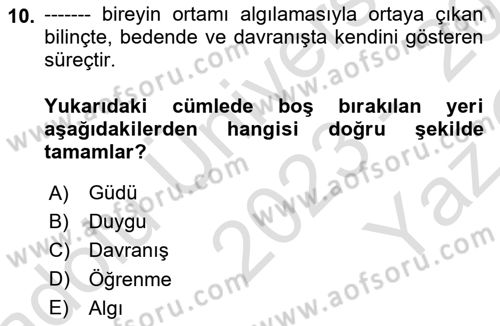 Bireyler Arası İletişim Dersi 2023 - 2024 Yılı Yaz Okulu Sınav Soruları 10. Soru