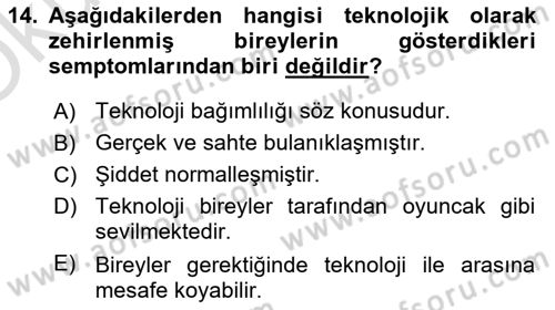 Bireyler Arası İletişim Dersi 2023 - 2024 Yılı Yaz Okulu Sınav Soruları 14. Soru