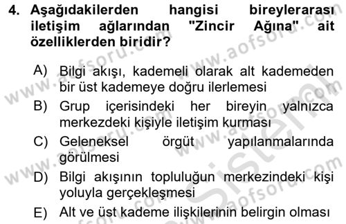 Bireyler Arası İletişim Dersi 2023 - 2024 Yılı Yaz Okulu Sınav Soruları 4. Soru