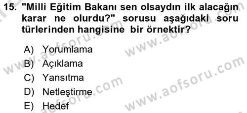 Bireyler Arası İletişim Dersi 2024 - 2025 Yılı (Vize) Ara Sınav Soruları 15. Soru