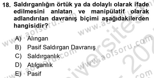 Bireyler Arası İletişim Dersi 2024 - 2025 Yılı (Vize) Ara Sınav Soruları 18. Soru