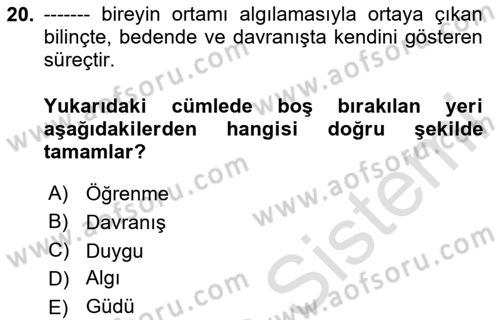 Bireyler Arası İletişim Dersi 2024 - 2025 Yılı (Vize) Ara Sınav Soruları 20. Soru