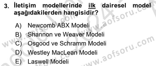 Bireyler Arası İletişim Dersi 2024 - 2025 Yılı (Vize) Ara Sınav Soruları 3. Soru