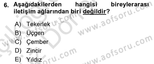 Bireyler Arası İletişim Dersi 2024 - 2025 Yılı (Vize) Ara Sınav Soruları 6. Soru