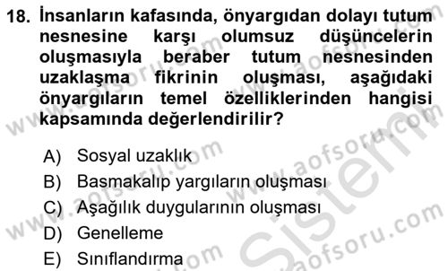 Bireyler Arası İletişim Dersi 2024 - 2025 Yılı (Final) Dönem Sonu Sınav Soruları 18. Soru