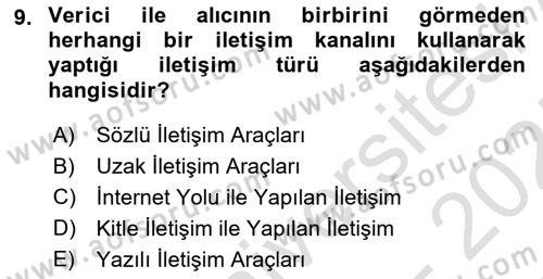 Bireyler Arası İletişim Dersi 2024 - 2025 Yılı (Final) Dönem Sonu Sınav Soruları 9. Soru
