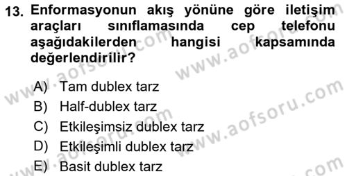Bireyler Arası İletişim Dersi 2024 - 2025 Yılı Yaz Okulu Sınav Soruları 13. Soru